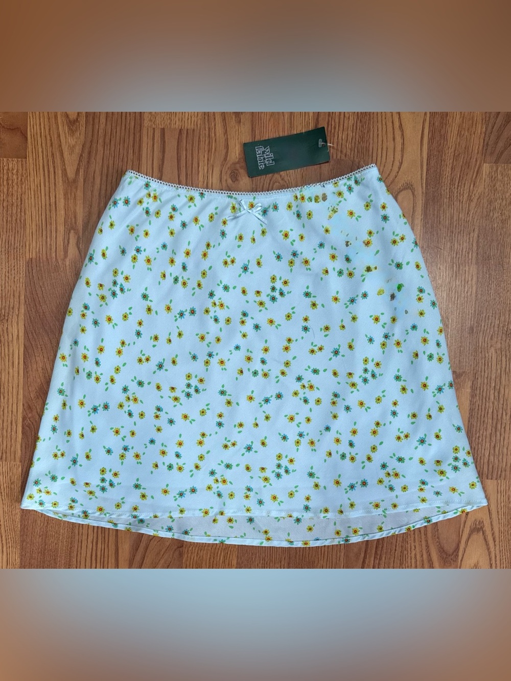 ❤️ Wild Fable Small Blue Green Floral Skirt Elastic Waist Lined (B17)